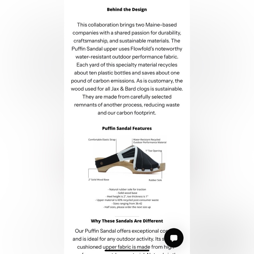 Jax & Bard x Flowfold Collab Puffin Sandal Wood Clog Black White Sz 40 US 9.5 10 - Picture 10 of 11